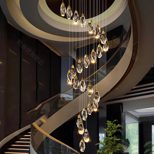 Modern home decoration crystal chandelier, stair Pendant lamp, living room Pendant lights, interior lighting