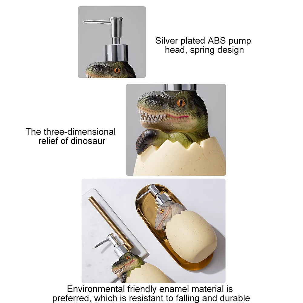 Cute Dinosaur Liquid Soap Dispensers Press Type Sub-Bottling Container Prevent Leakage Environmentally for Cosmetics Detergents