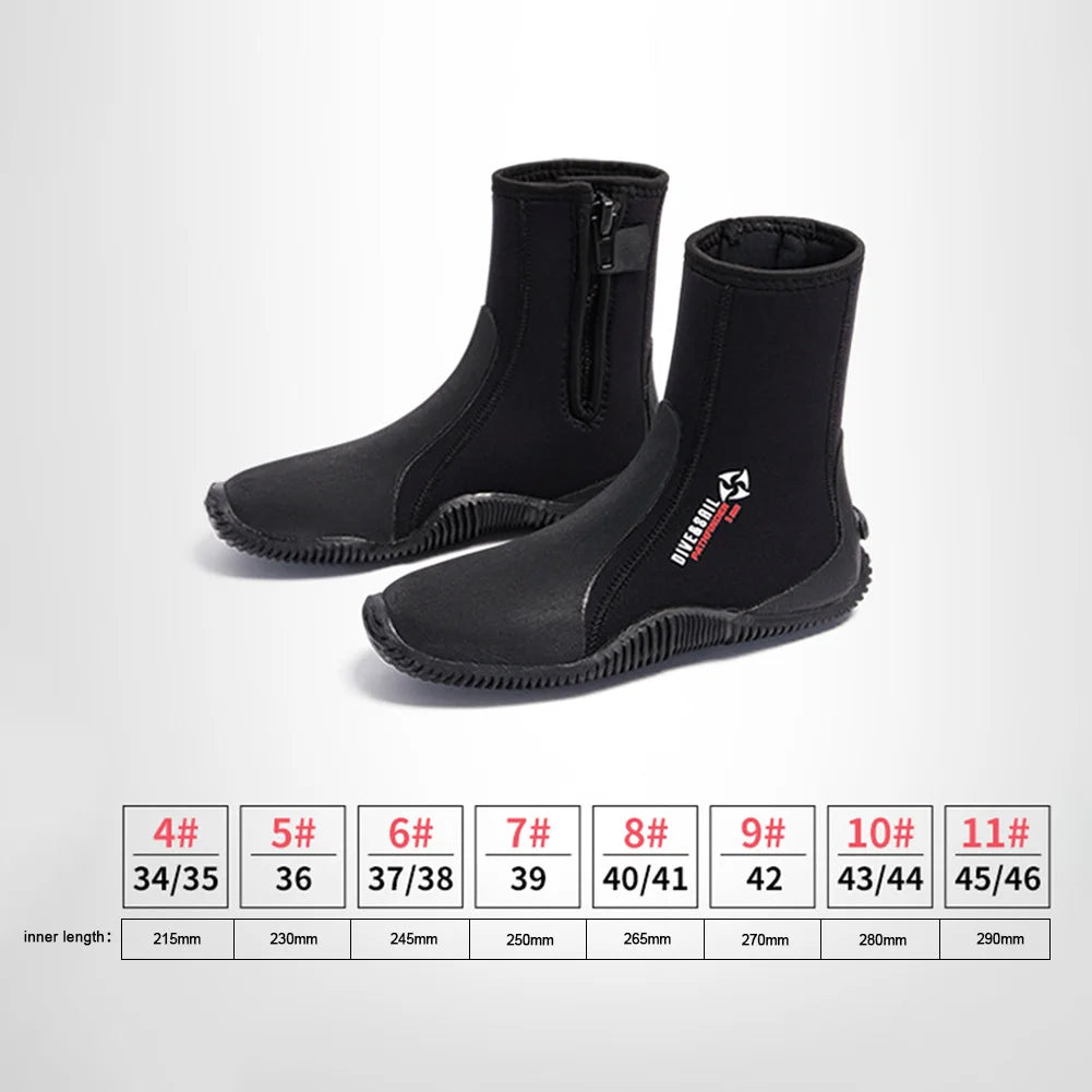 Neoprene Diving Boots Scuba Diving Boots Lightweight 5mm Surfing Snorkeling Diving Boots for Diving Snorkeling Surfing