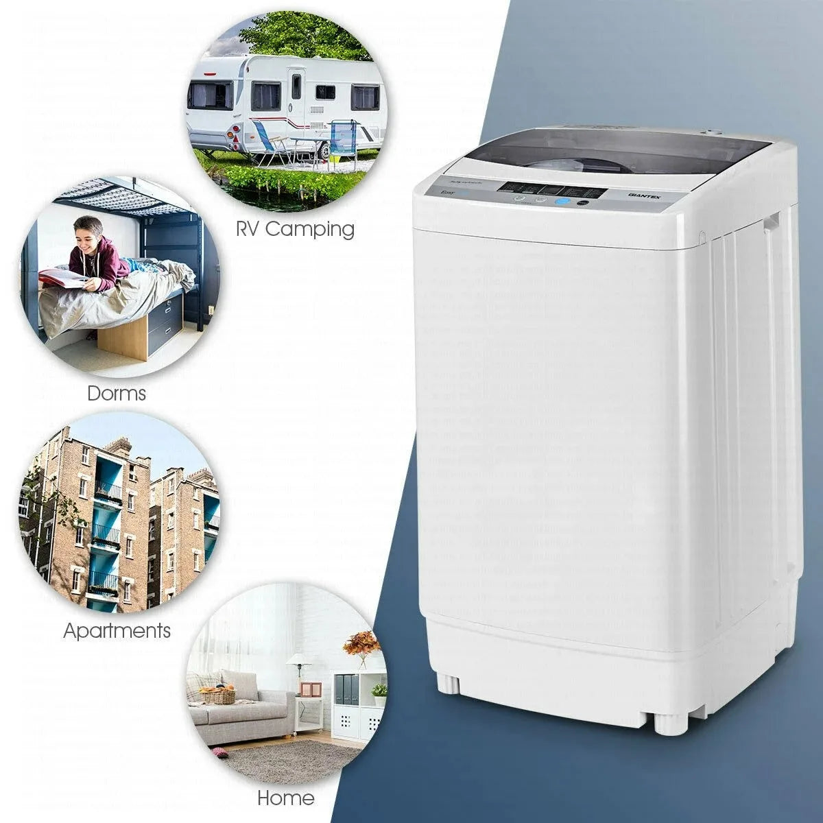 Washing Machine, 9.92lbs Top Load Washer with LED Display, 10 Wash Programs, Built-in Drain Pump, Compact Laundry Washer