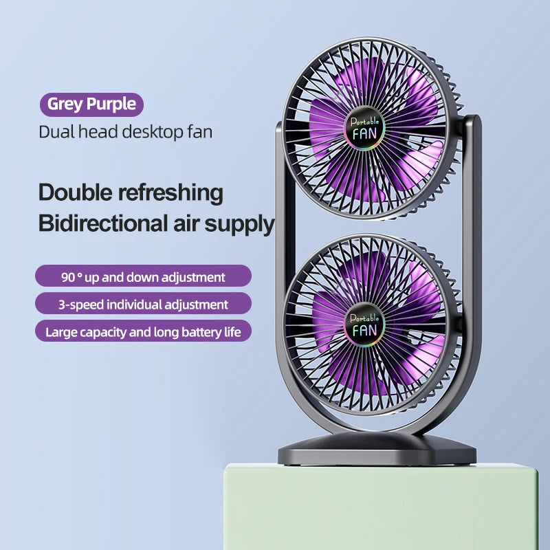 2 - in - 1 Double - Headed Fan: Ideal for Indoor & Outdoor, Separate Up - Down Control, Bidirectional Cooling