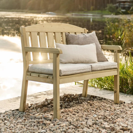 Double Bench Classic Design  Weatherproof Wooden Bench for Outdoors, Patio, Backyard and Garden