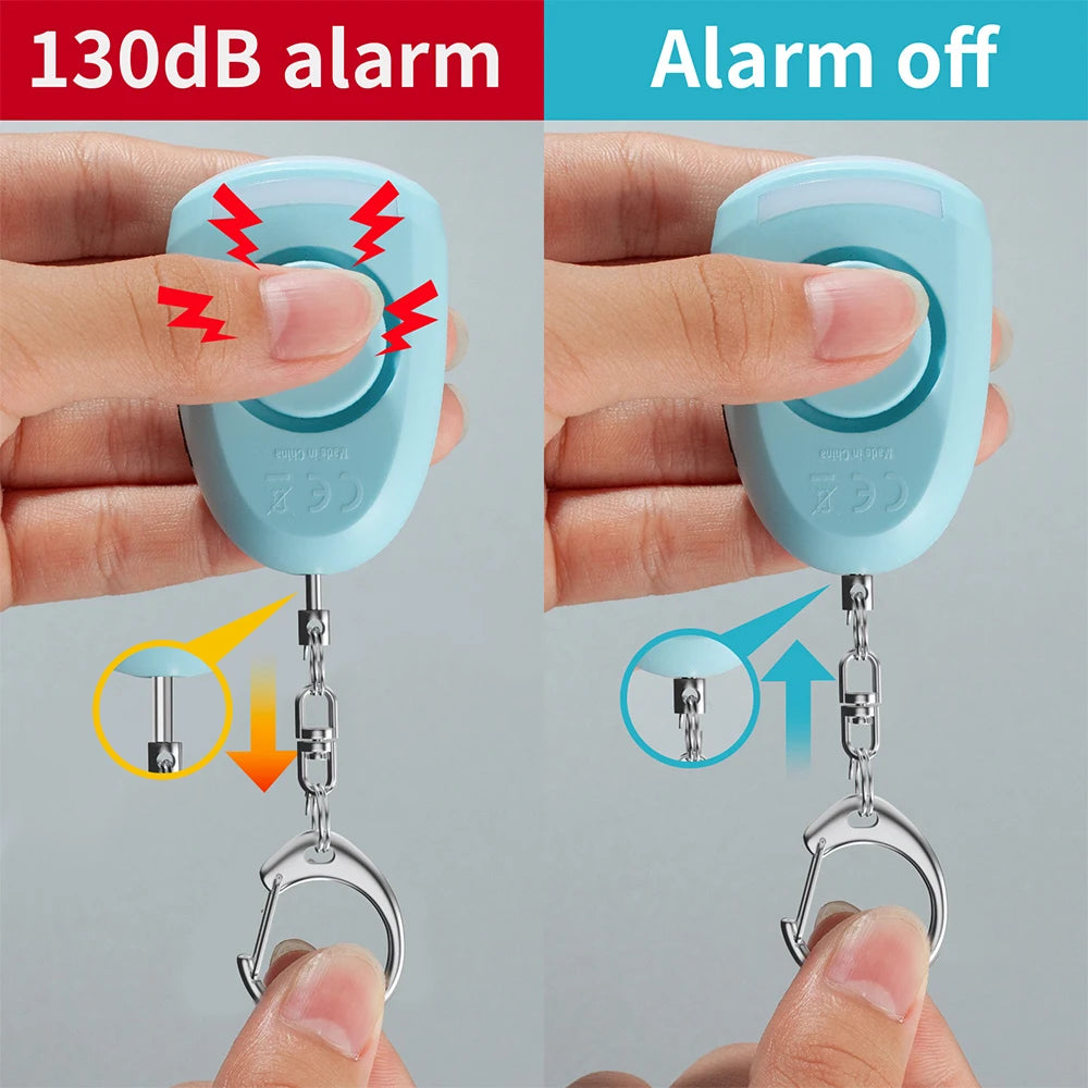 Personal Alarm Keychain Rechargeable With Light For Women Self Defense Anti-wolf Artifact Outdoor Portable Keychain Alarms