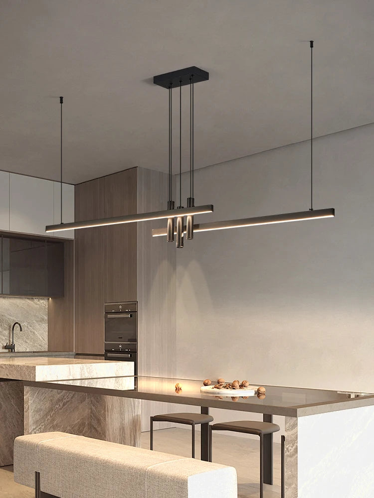 Modern light creative bar counter strip designer lamps LED Pendant Light  for Dining Table Kitchen Chandelier Memory Function