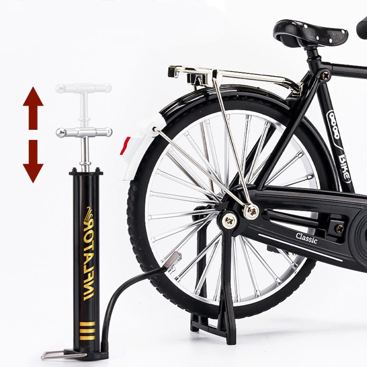 Alloy Bicycle Model Ornament, 1:10 Simulation Mini Bicycle Model Scale Kit With Inflator Model, Finger Bike Models