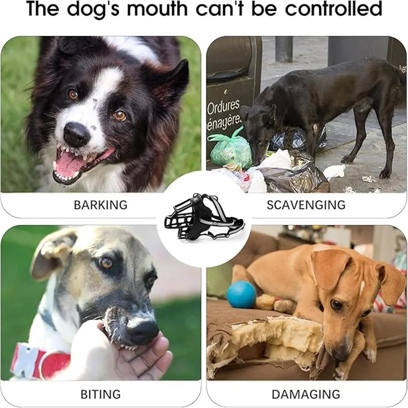 Reflect Light Dog Mouth Guard Cover Comfy Breathable Basket Muzzle Against Biting Barking Dog Mask Anti-barking Muzzle For Pets