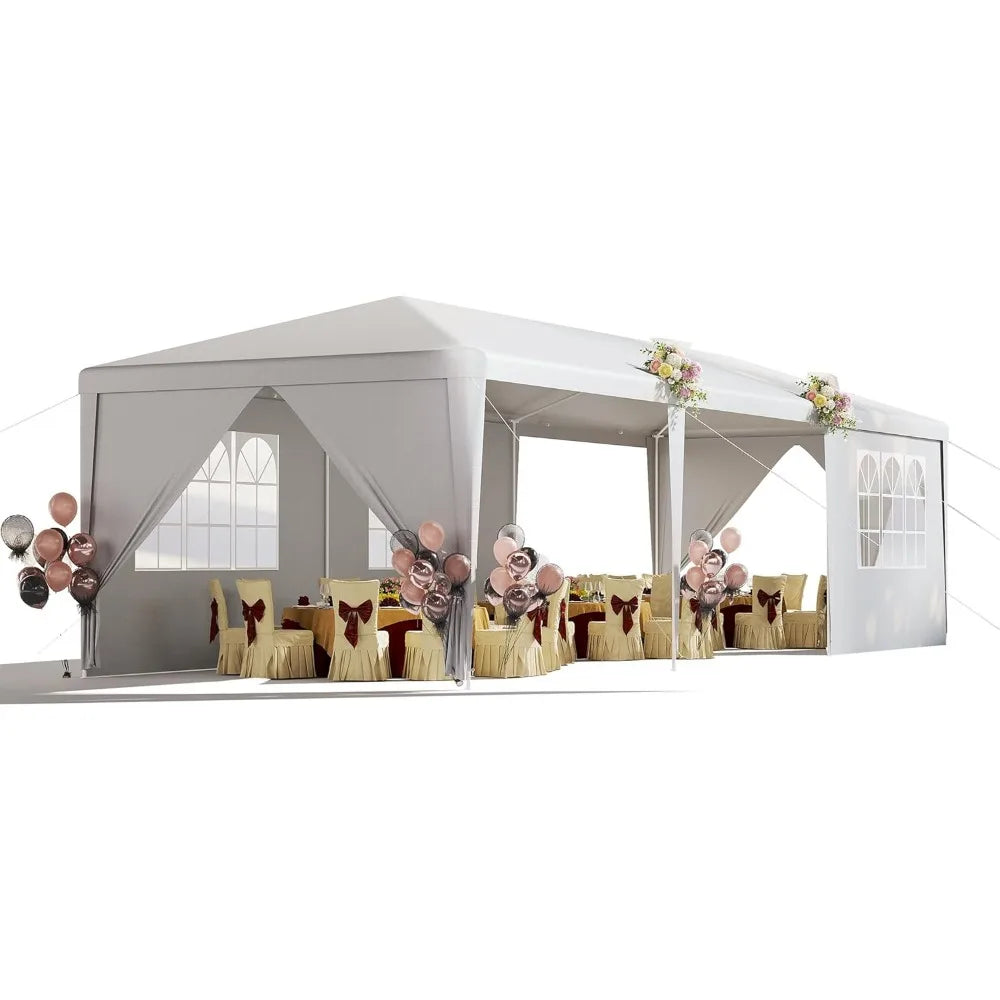 White Party Tent, Outdoor Waterproof Wedding Canopy for Birthday Parties, Holiday BBQ & Events