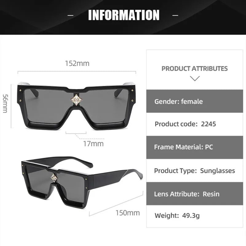 Millionaire Sunglasses For Men Vintage Square Fashion Glasses Luxury Retro Sunglasses Women Trending Punk