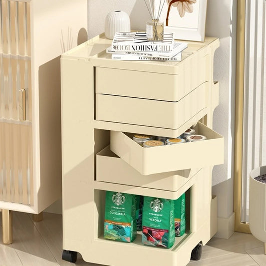 Storage cabinet Living room Bedroom Multifunctional rotatable cream wind bedside table trolley snacks cosmetics rack