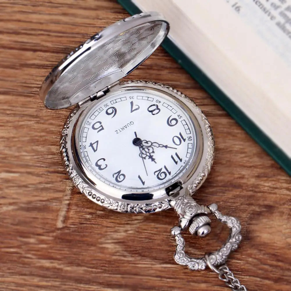 Pocket Watch with Chain Necklace Vintage Quartz Pendant Watches Clock Chain Mens Women