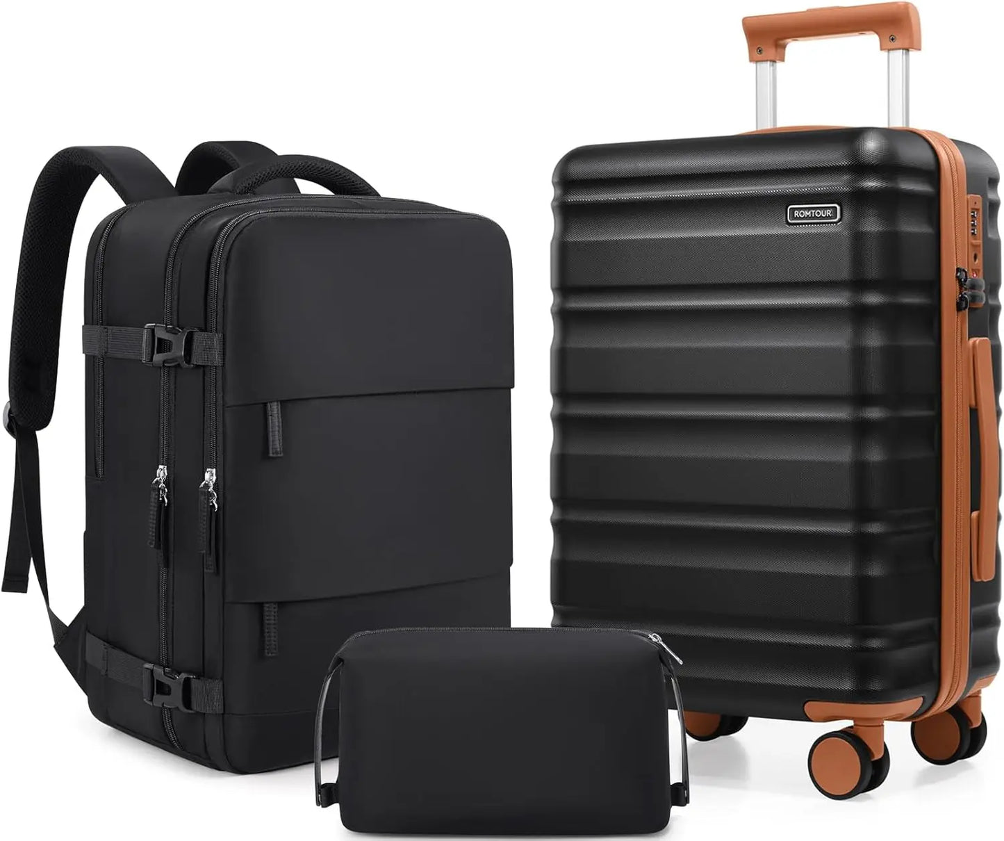 Suitcase Set 3 Piece, 20 IN Carry On Luggage with PC Hard Shell, TSA Lock Spinner Wheels Extension Handle Suitcase Set