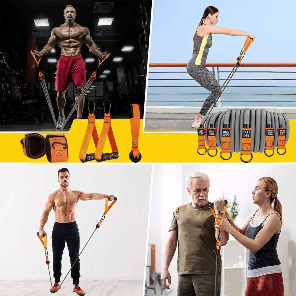 Resistance Bands Fitness Bands Set Heavy Duty Workout Bands with Handles Weight Bands Multi-Function for Yoga Home Workouts