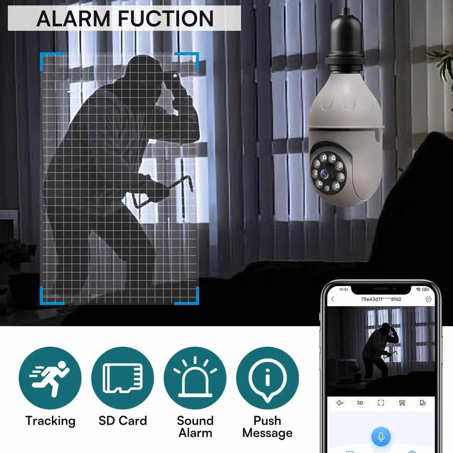 Smart Home 2.4G E27 Bulb Wifi Surveillance Camera 1080P HD Night Security Video Surveillance Supprt Two Way Audio Mobile Motion
