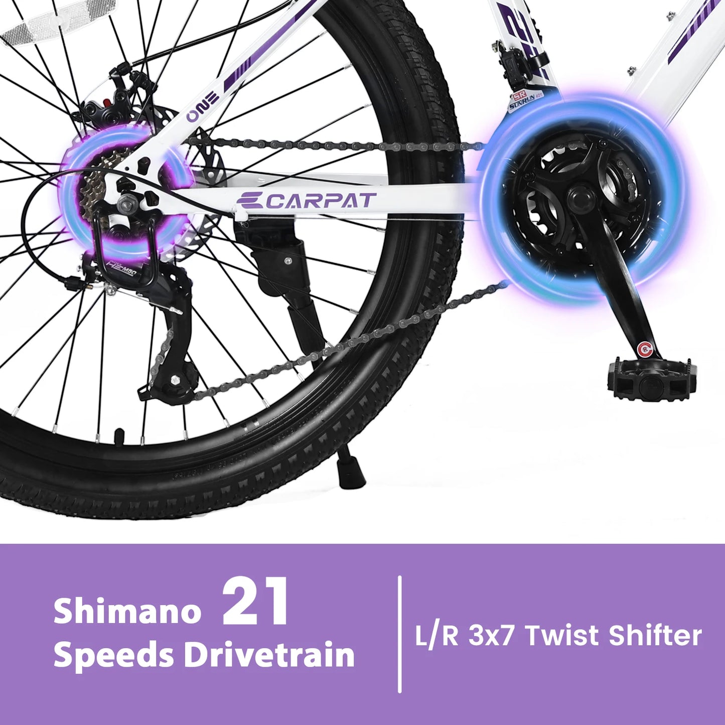 24/26 inch Mountain Bike Girls Women, 21 Speeds Mountain Bicycle with Steel Frame, Dual Disc Brakes and 100mm Front Suspension