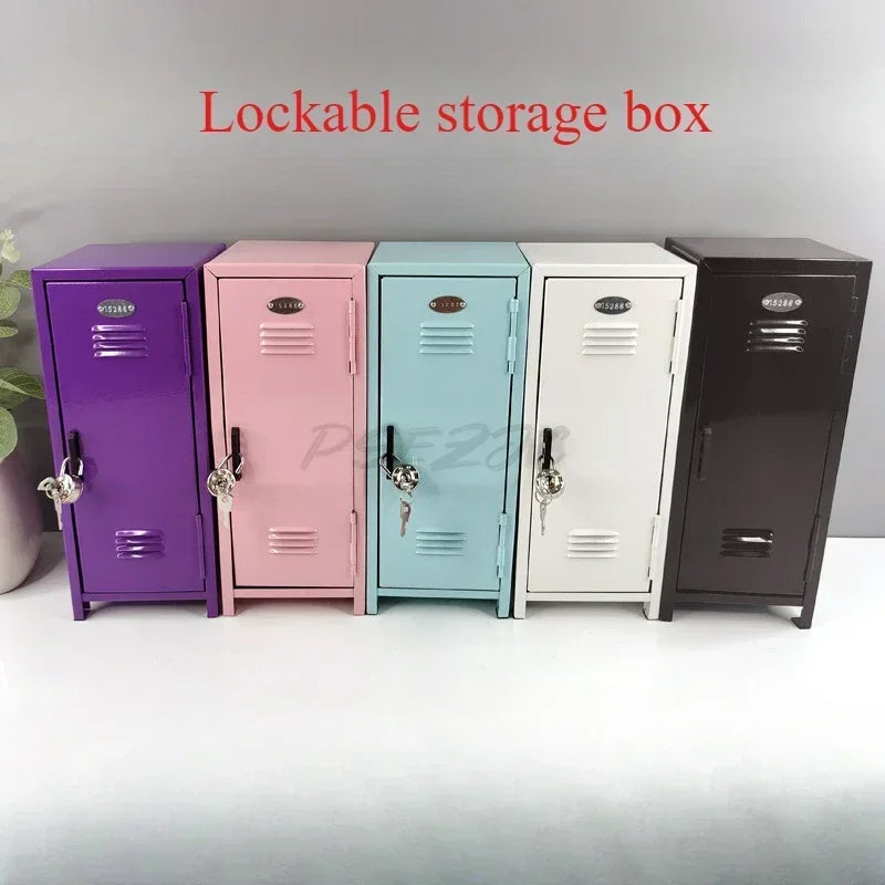 Iron Storage Box Dormitory Cosmetics Storage Cabinet Mini Safe Girls' Holiday Gifts Desktop Small Items Mini Storage Cabinet