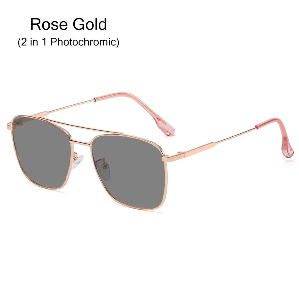 Square Sunglasses Men Women Anti Radiation Anti Blue Light Computer Photochromic Eyeglasses UV400 Shades Metal Sun Glasses