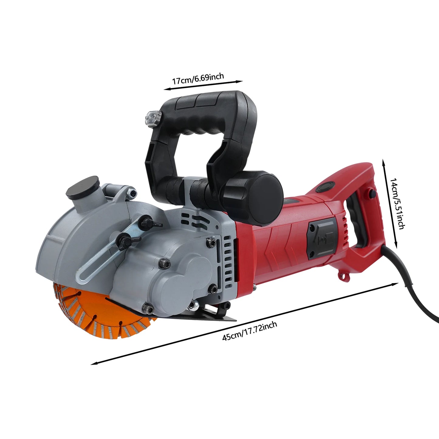 Electric Wall Groove Cutting Machine Grooving Chaser, for Brick Concrete Slotting Groover Cutter With 5Pcs 5.2 inch Saw Blades