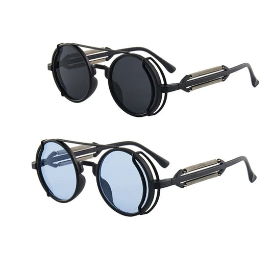 Steampunk Round Sunglasses for Men Luxury Designer Metal Frame Unisex Sun Glasses Men Women Outdoor Riding Sports Sunglasses