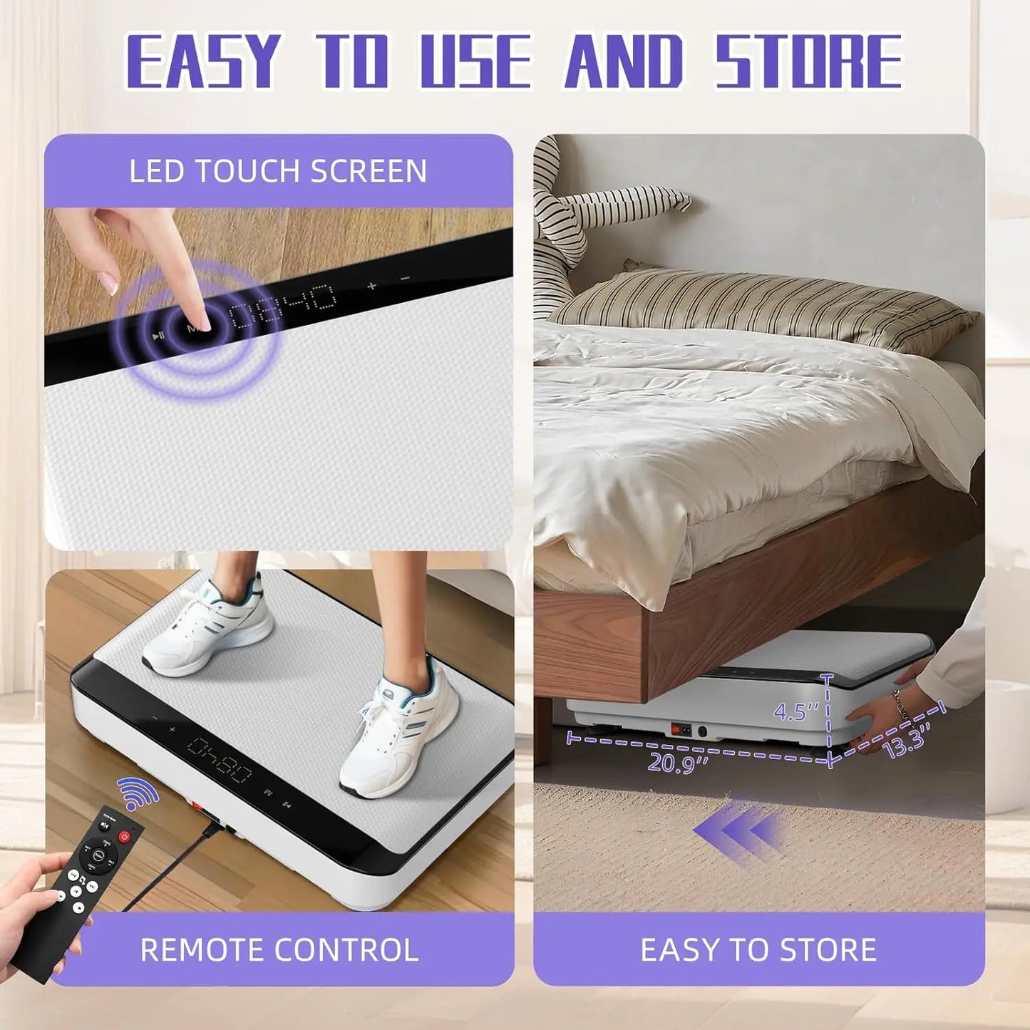 Vibration Plate Exercise Machine,Bluetooth Power Vibrate Fitness Platform,9 Modes Home Vibration Plate for Lymphatic Drainage,Wh
