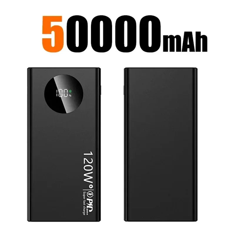 120W 500000mAh High Capacity Power Bank Super Fast Charging Portable Battery Charger Digital Display For iPhone Samsung Xiaomi