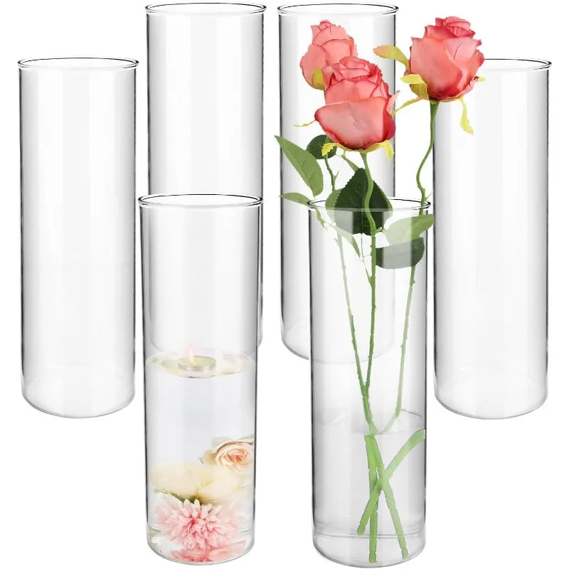Glass Vases for Centerpieces, 16 Pcs Large Glass Cylinder Vases 12 Inch Tall Clear Flower Vase Bulk for Hurricane Floating