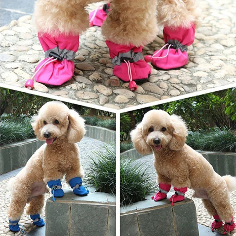 4 PCS set Of Waterproof Pet Dog Shoes, Anti Slip Soft Soled Rain Boots, Kitten Dog Shoes, Puppy Pet Boots, Pet Paw Accessorie
