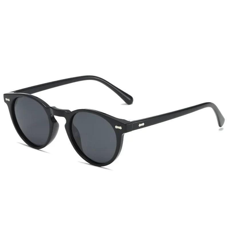 Small Round Sunglasses Women Vintage Brand Designer Brown Sun Glasses Round Frame Rivet Shades Female Ladies UV400 Gafas De Sol