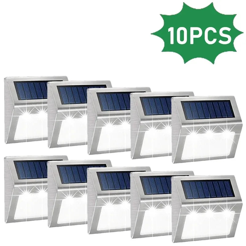 1~10pcs Solar Stair Lights Waterproof Yard Garden Light for Outside Patio Stainless Steel Solar Lamp Outdoor Fence Decor