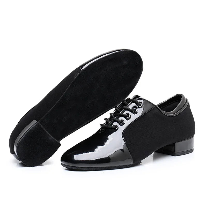 2025 Men New Modern Dance Shoes  2.5cm Heels Male Oxford Fabric Latin Shoes Breathable Soft Boys Social Ballroom Dance Footwear