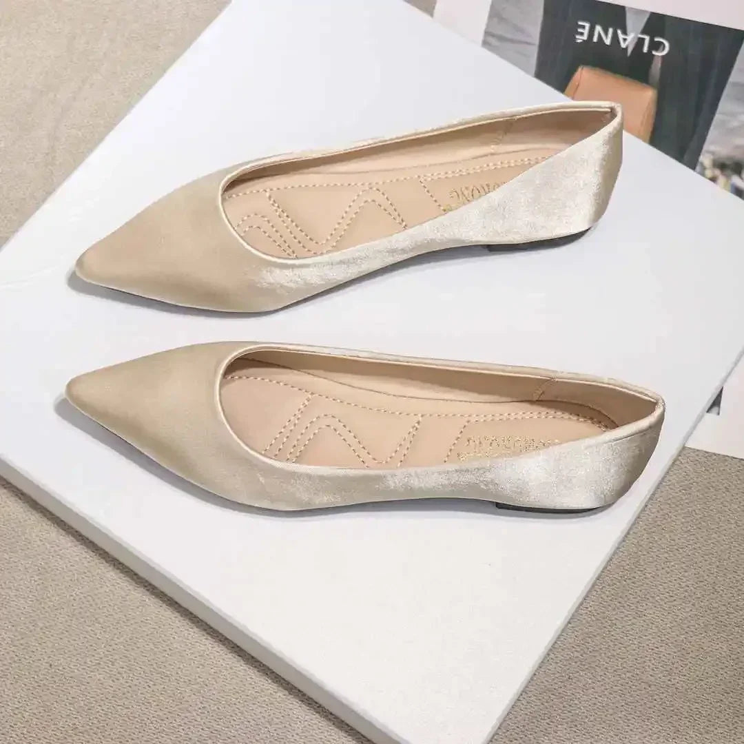 Ladies Footwear Low Heel Elegant Office Non Slip Women's Flat Shoes Casual Summer 2024 Comfortable Young Social 2025 New In