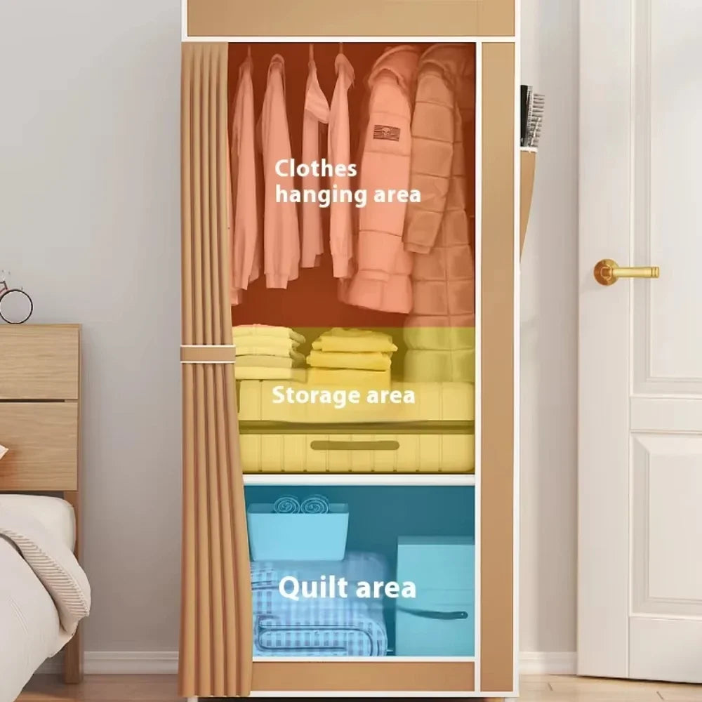 Dustproof Wardrobe Simple Portable Storage Cabinet Household Bedroom Large Capacity Wardrobes Removable Adult Closet Organizer
