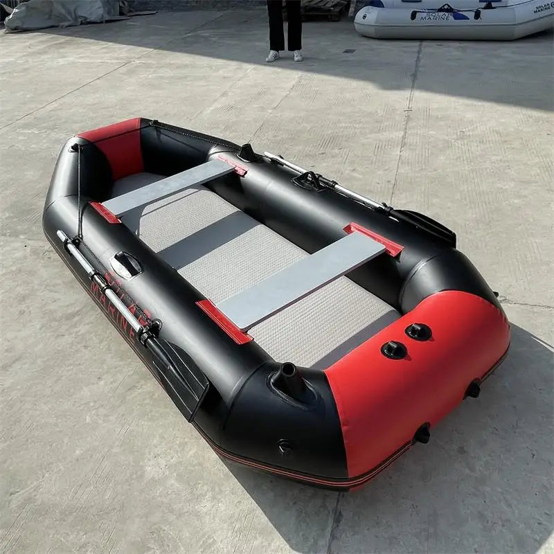 PVC Inflatable Fishing Boat for 4 Person, Rowing Kayak, 2.6m Canoe, Dinghy, Hovercraft, Air Deck Bottom