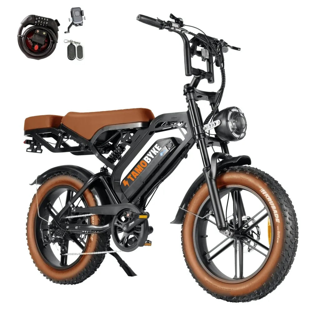 TAMOBYKE V20 Off-road Adult Electric Bike with 1500W Motor 31.5MPH 48V18.2Ah Battery, 60-Mile Range, All-terrain Performance