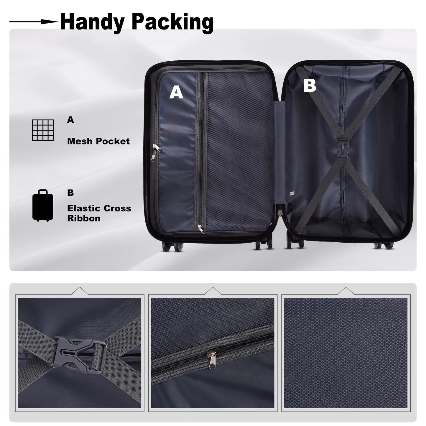 3PCS Luggage Sets ABS Hardshell Clearance Luggage Hardside Lightweight Spinner Wheels Suitcase with TSA Lock 20 24 28inch