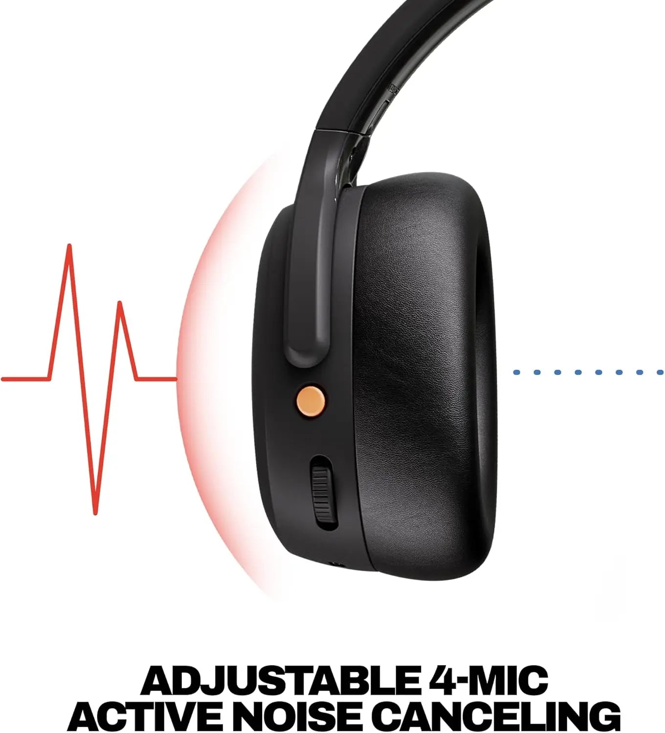 Wireless Over-Ear Bluetooth Headphones with ANC, 60H Battery, Multi-Sensory Bass, USB-C Cable - True Black