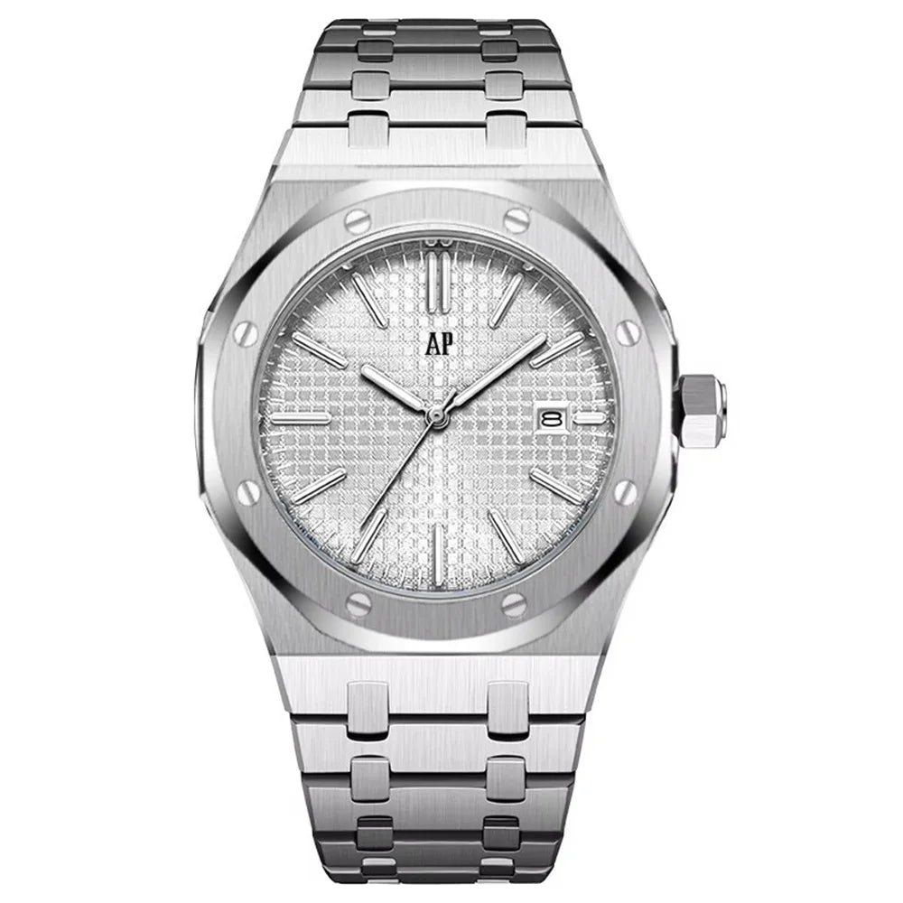 AP Luxury Brand Classic Trendy Men's Delicacy Watch Waterproof Stainless Steel Wristwatch Luminous Date Mineral Glass Watch Gift