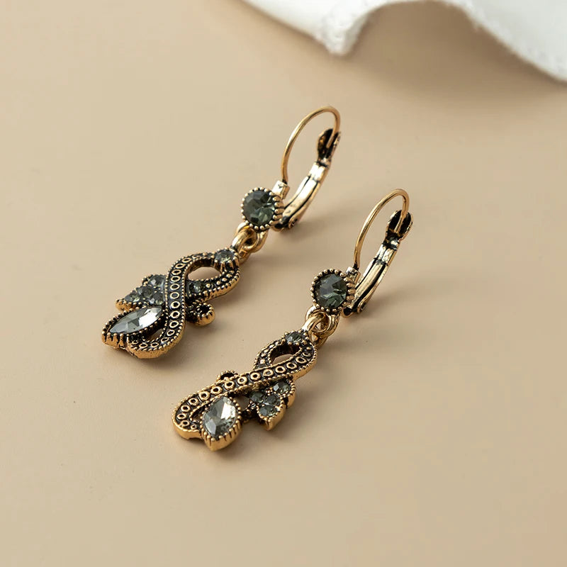 Algerian fashion Women's Necklace Earrings Bracelet Ring Crystal Wedding Jewelry Arab Bronze Bridal Gift Jewelry Set