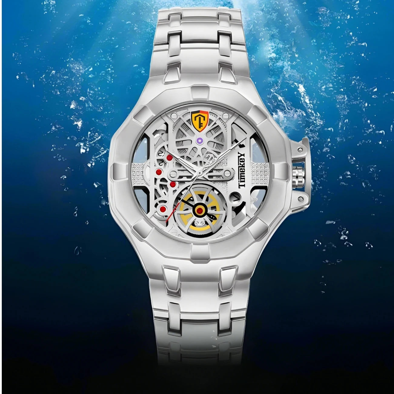 1pc skeleton design quartz men's watch with inner wheel design, technology, Christmas gift, New Year's gift。 watches for men