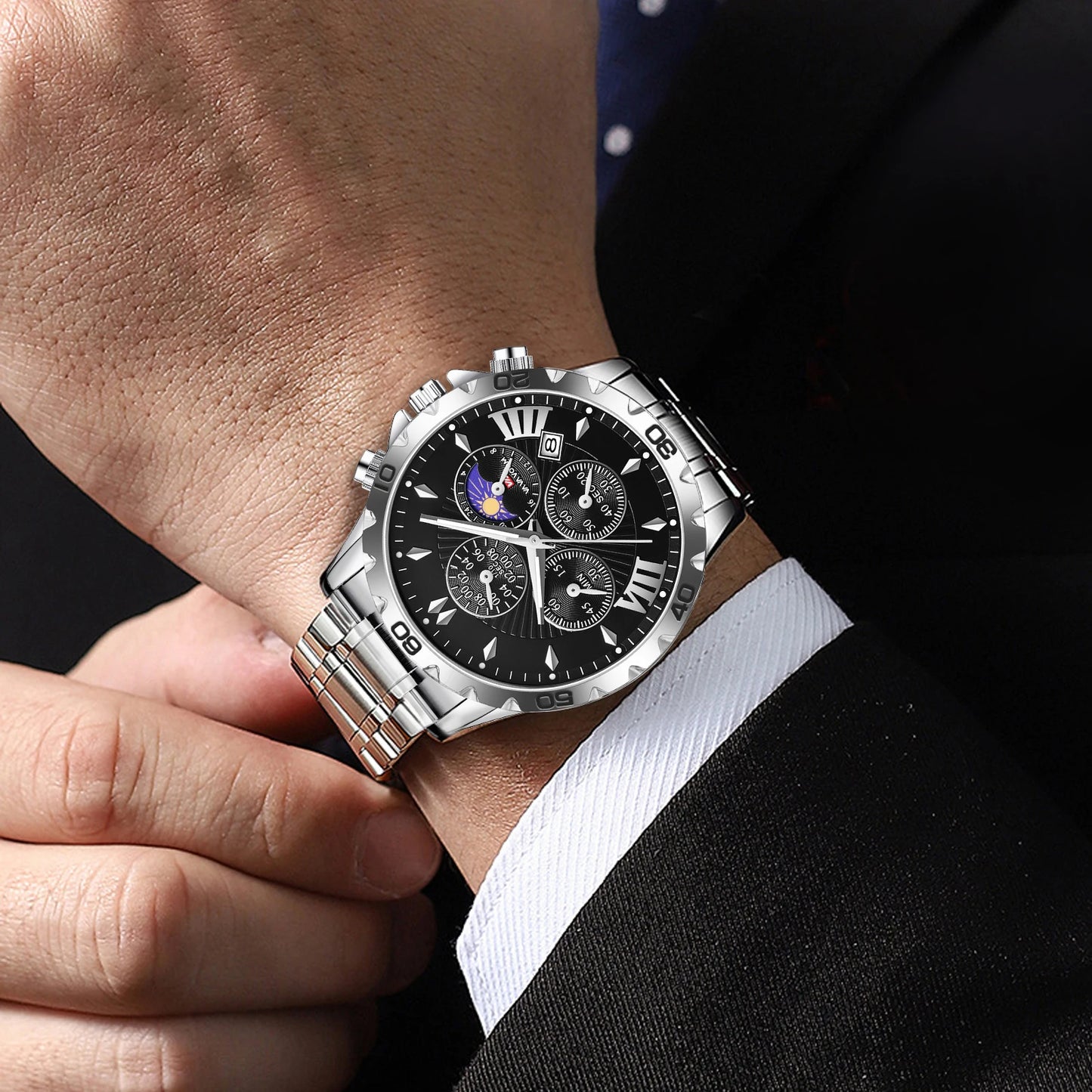VA VA VOOM Top Brand Luxury Watch for Man Quartz Sports Men Watch Waterproof Luminous Stainless Steel Chronograph Men Wristwatch
