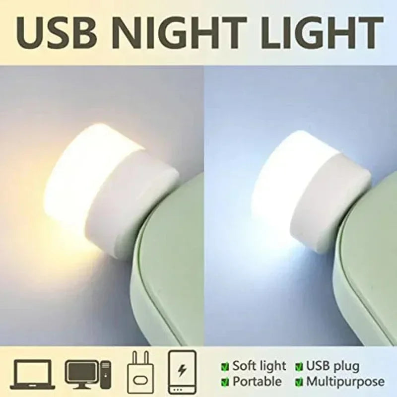 1-50pcs Mini USB Night Lights Warm White Eye Protection Book Reading Light PC Mobile Power USB Plug LED Charging Lamps Wholesale