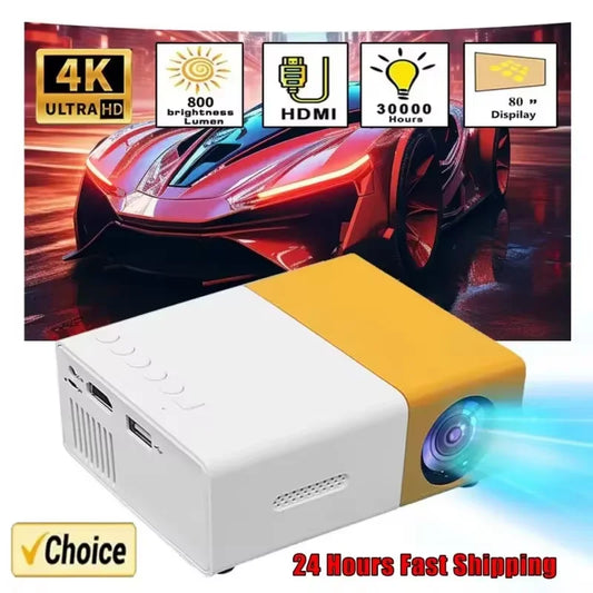 YG300 MINI Projector Portable Home Theater Smart TV Laser Beamer 3D Cinema LED Videoprojector for 4k 1080P Movie Via HD Port