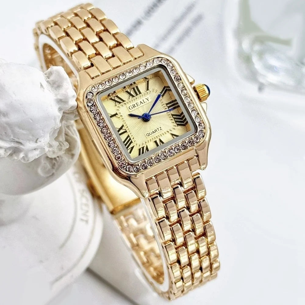 New Luxury Women Watch Fashion Square Wristwatch Casual Quartz Watch Simple Rhinestone Ladies Clock Relogio Feminino Woman Watch
