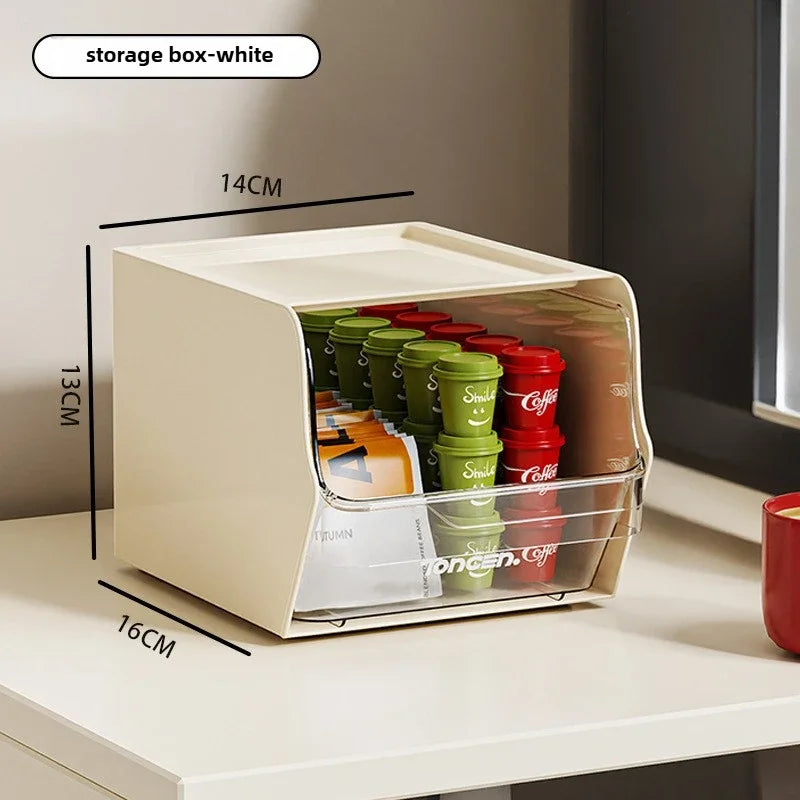 Household storage box storage snack rack can be stacked office pantry multi-functional coffee tea bag storage rack