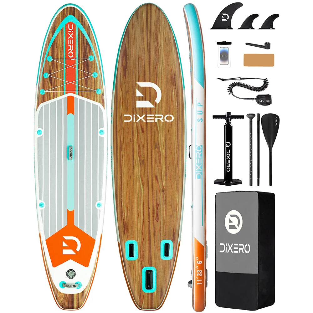 Myboat DIXERO Waterproof Inflatable Paddle Board 11''x33''x6''Adult Standing Style Aquatic With Kayak Accessories SUP Board