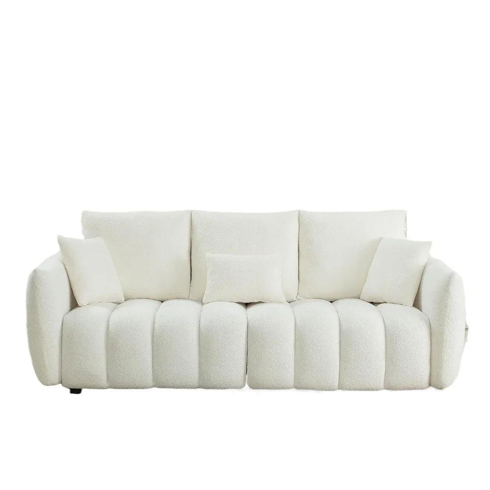 82" Modern Sofa Couch, Comfy Deep Seat Teddy Cloud Sofa, Upholstered 3-Seater Boucle Couch, Oversized Loveseat Living Room Sofas