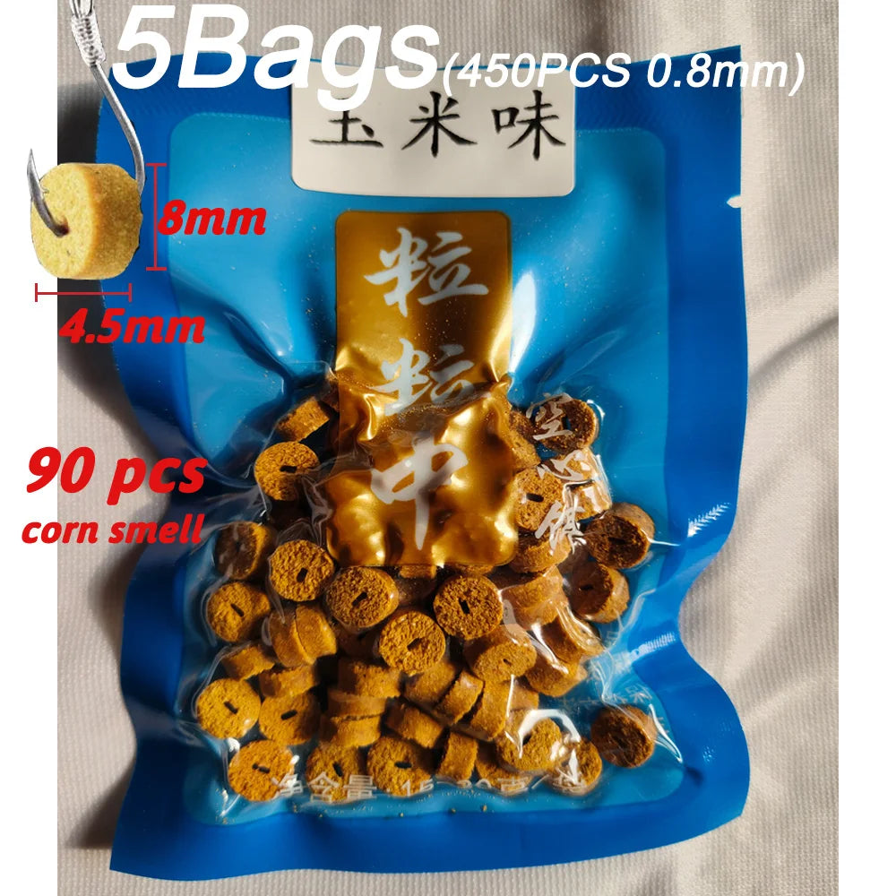 5 Bags Fishing Feed Attractant Hollow Granular Lure Nutrition Food Fishy Flavor Scent Pesca Carp Atomization Bite Hook Soft Bait