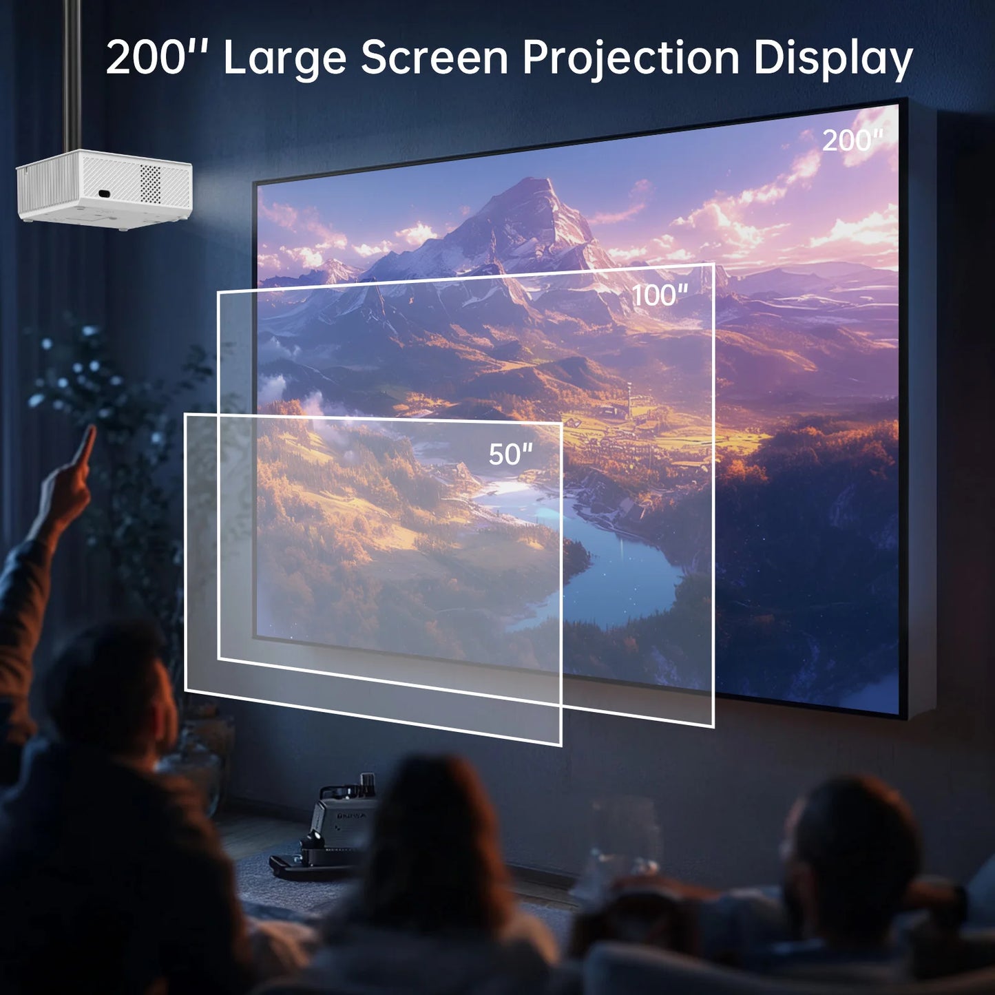 Projector with WiFi, Mini-Projector 800+Built-inApps,Native1080P Smart Portable Movie Projector 4k support Home theater projecto