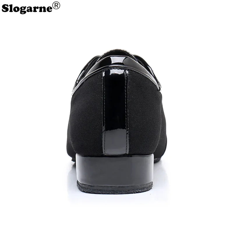 2025 Men New Modern Dance Shoes  2.5cm Heels Male Oxford Fabric Latin Shoes Breathable Soft Boys Social Ballroom Dance Footwear