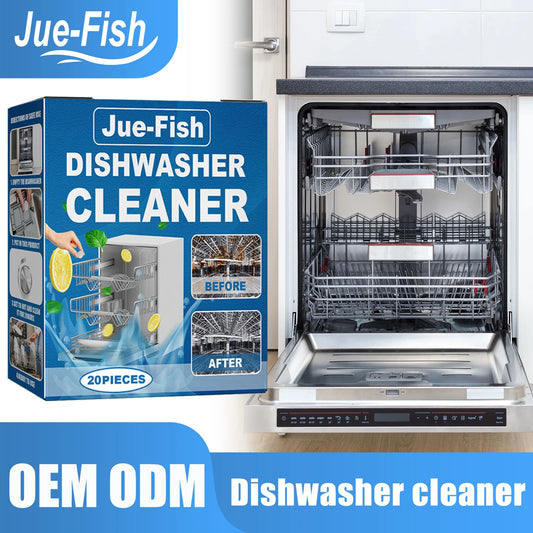 Dishwasher cleaning tablets; Built-in drawer dishwasher specific degreasing cleaning tablets
