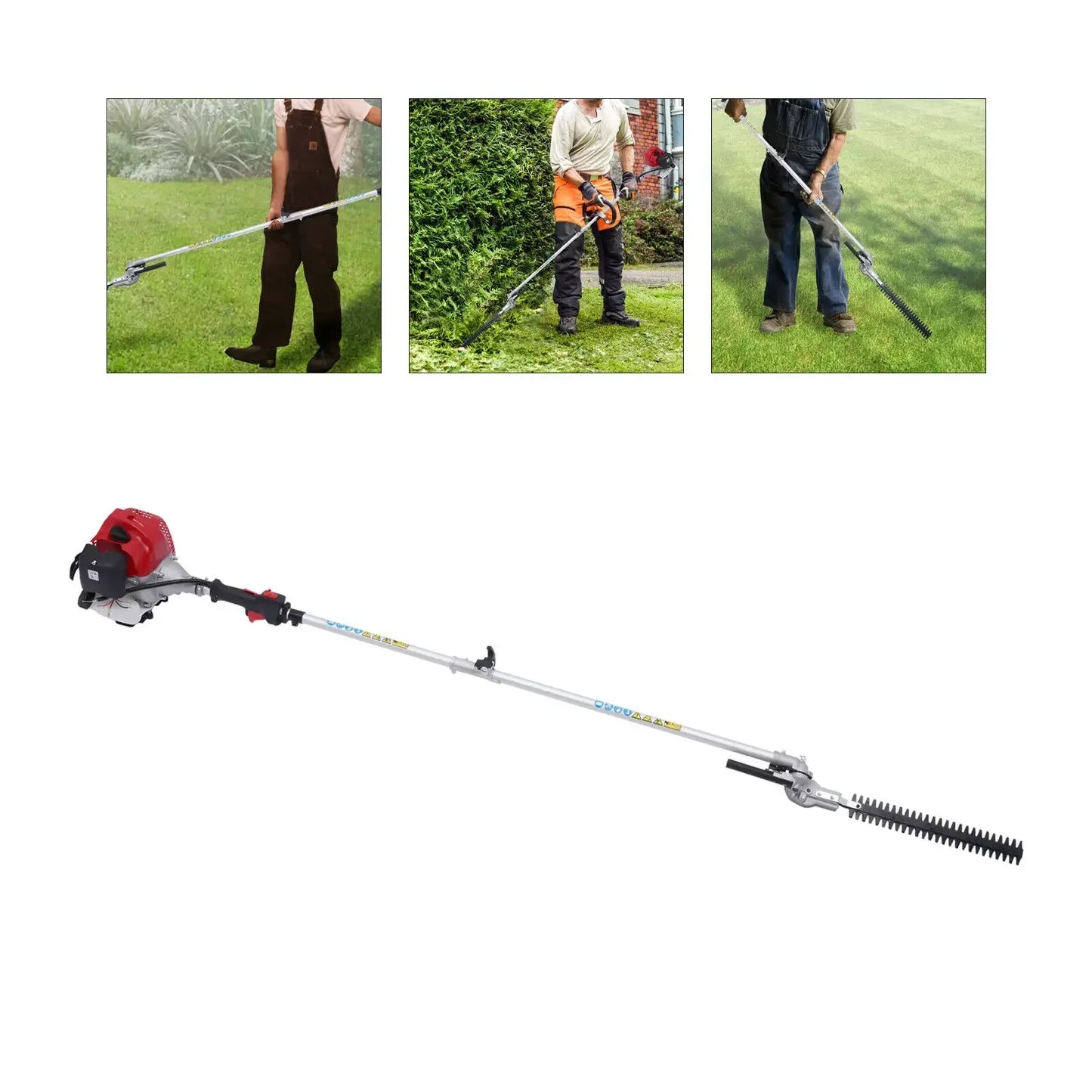 Gas Powered Pole Saw and Brush Cutter – 51.7CC Hedge Trimmer for Tree, Weed, and Garden Use